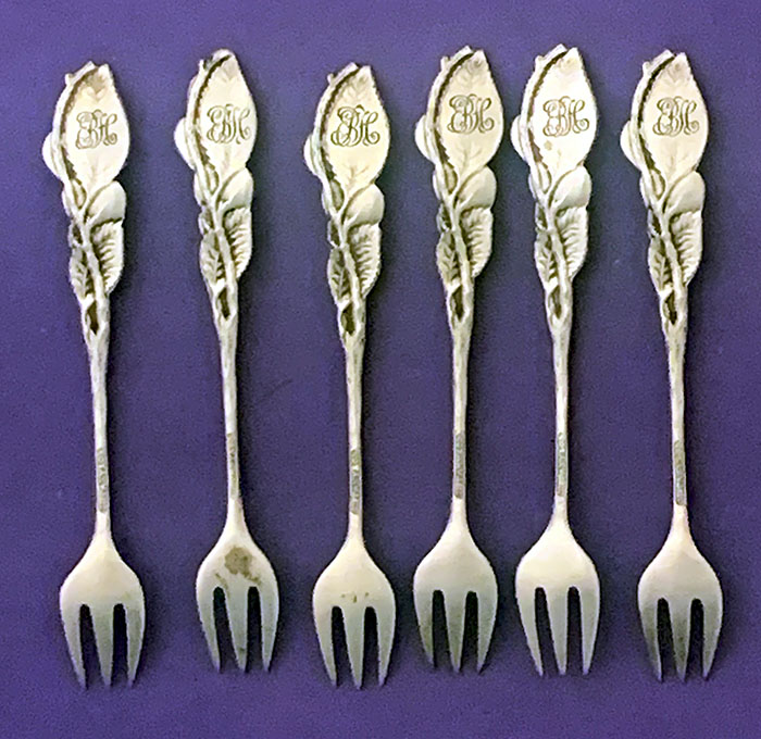 Tiffany sterling silver cherry forks